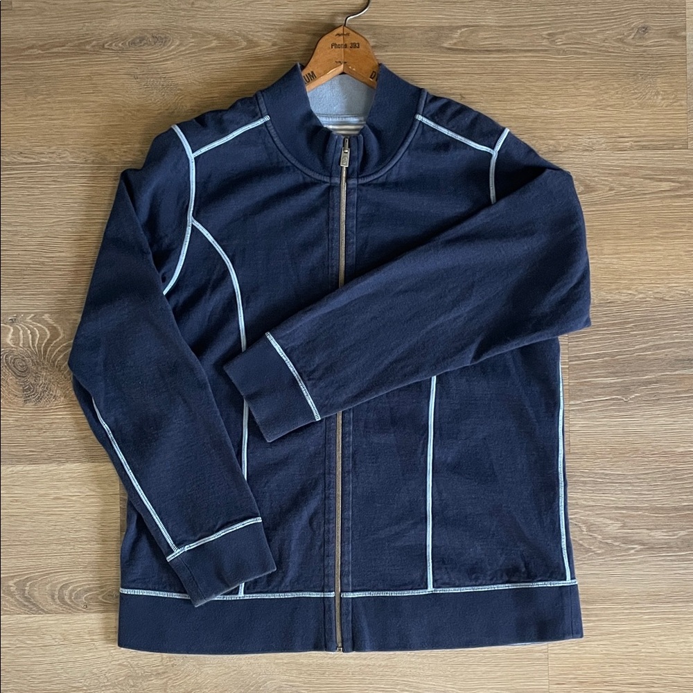 Tommy Bahama Women’s Full Zip Navy Reversible Sweater Sz XL